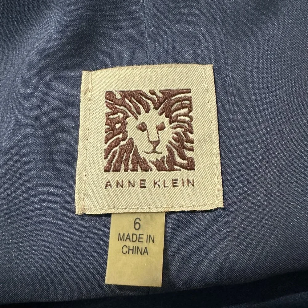 Anne Klein Navy Blue Polka Dot Faux Wrap Dress - Size 6 - Picture 6 of 9